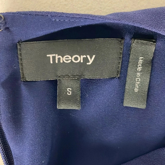 Theory Anastaza Winslow Crepe Sleeveless Pleated Tiered Blouse Top Small Blue - Picture 7 of 10